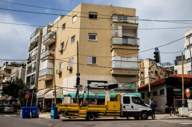 Tel Aviv, İsrail - 09 Mart 2022 Tel Aviv şehir merkezi, beyaz şehir ve İsrail 'in en büyük ikinci şehri