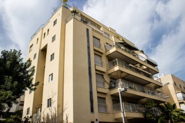 Tel Aviv, İsrail - 09 Mart 2022 Tel Aviv şehir merkezi, beyaz şehir ve İsrail 'in en büyük ikinci şehri