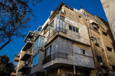 Tel Aviv, İsrail - 09 Mart 2022 Tel Aviv şehir merkezi, beyaz şehir ve İsrail 'in en büyük ikinci şehri
