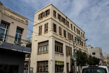 Tel Aviv, İsrail - 09 Mart 2022 Tel Aviv şehir merkezi, beyaz şehir ve İsrail 'in en büyük ikinci şehri