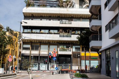 Tel Aviv, İsrail - 09 Mart 2022 Tel Aviv şehir merkezi, beyaz şehir ve İsrail 'in en büyük ikinci şehri