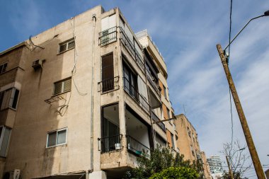 Tel Aviv, İsrail - 09 Mart 2022 Tel Aviv şehir merkezi, beyaz şehir ve İsrail 'in en büyük ikinci şehri