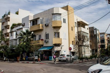 Tel Aviv, İsrail - 09 Mart 2022 Tel Aviv şehir merkezi, beyaz şehir ve İsrail 'in en büyük ikinci şehri