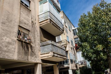 Tel Aviv, İsrail - 09 Mart 2022 Tel Aviv şehir merkezi, beyaz şehir ve İsrail 'in en büyük ikinci şehri