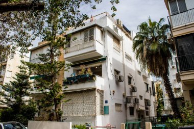 Tel Aviv, İsrail - 09 Mart 2022 Tel Aviv şehir merkezi, beyaz şehir ve İsrail 'in en büyük ikinci şehri