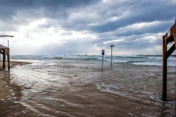 Tel Aviv Izrael Března 2022 Pohled Pláž Tel Avivu Během — Stock fotografie