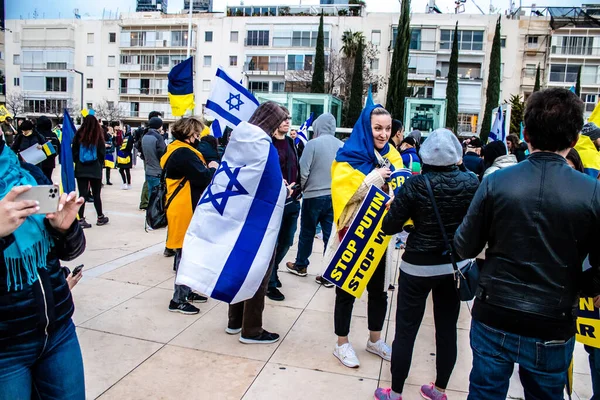 Тель Авів Ізраїль Березня 2022 Протестувальники Проти Російської Політики Щодо — стокове фото