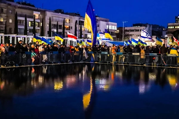 Tel Aviv Izrael Března 2022 Protestující Proti Ruské Politice Vůči — Stock fotografie