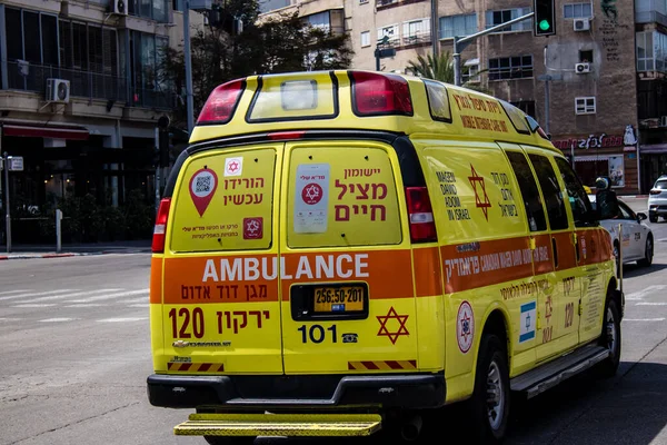 Tel Aviv Srail Nisan 2022 Ambulans Coronavirus Salgını Sırasında Tel — Stok fotoğraf