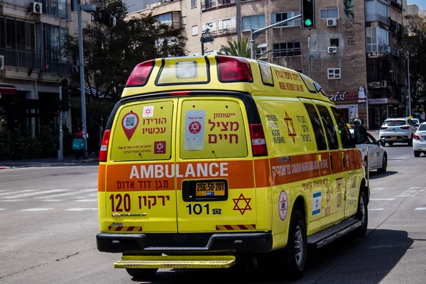 Tel Aviv Srail Nisan 2022 Ambulans Coronavirus Salgını Sırasında Tel — Stok fotoğraf