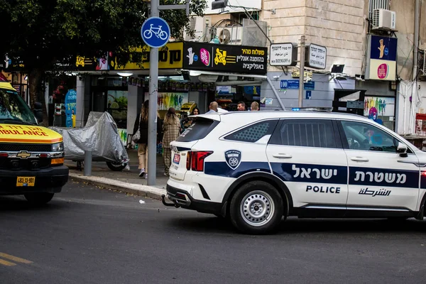Tel Aviv Israel Abril 2022 Coche Policía Rodando Las Calles — Foto de Stock
