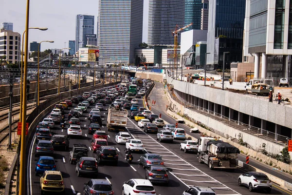 Tel Aviv Israel April 2022 Heavy Traffic Jam Ayalon Highway — Stock Photo, Image