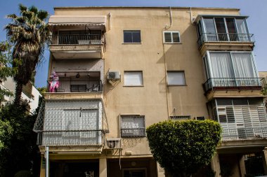 Tel Aviv, İsrail - 11 Nisan 2022 Tel Aviv şehir merkezi, beyaz şehir ve İsrail 'in en büyük ikinci şehri