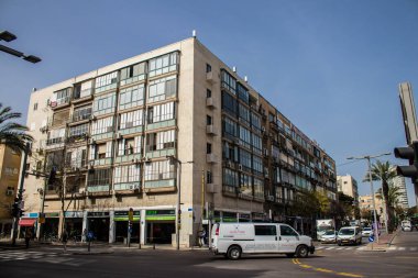 Tel Aviv, İsrail - 11 Nisan 2022 Tel Aviv şehir merkezi, beyaz şehir ve İsrail 'in en büyük ikinci şehri