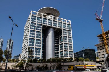 Tel Aviv, İsrail - 11 Nisan 2022 Tel Aviv şehir merkezi, beyaz şehir ve İsrail 'in en büyük ikinci şehri