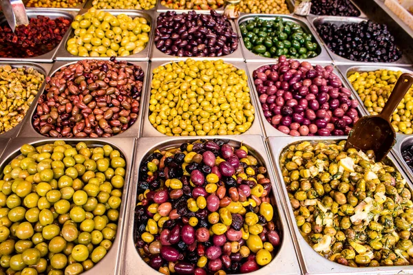 Tel Aviv Izrael Dubna 2022 Čerstvá Zelenina Ovoce Olivy Koření — Stock fotografie