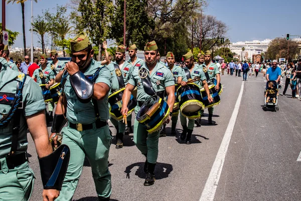 Seville Spain May 2022 Parade Professional Soldiers Spanish Legion Military — Stock Photo, Image