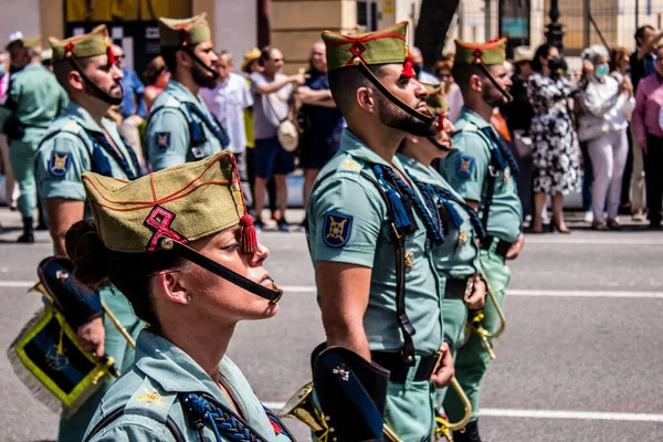 Σεβίλλη Ισπανία Μαΐου 2022 Παρέλαση Επαγγελματιών Στρατιωτών Από Την Ισπανική — Φωτογραφία Αρχείου