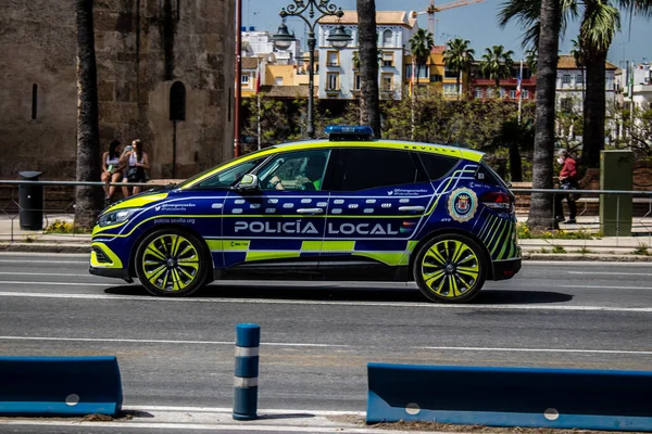 Seville Spain May 2022 Police Car Rolling Streets Feria Sevilla — стокове фото