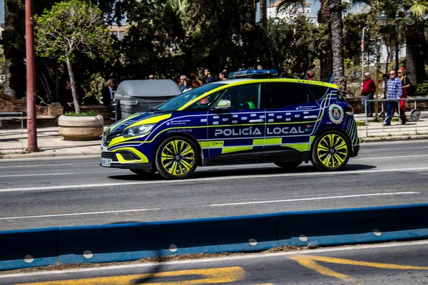 Севілья Іспанія Травня 2022 Поліцейська Машина Яка Їде Вулицях Під — стокове фото