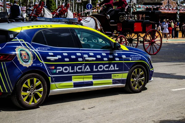 Seville Spain May 2022 Police Car Rolling Streets Feria Sevilla — Stock Photo, Image