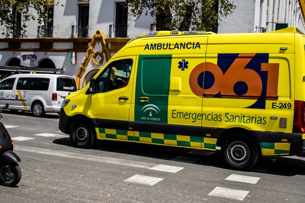 Seville Spain May 2022 Ambulance Rolling Feria Sevilla Spain Most — Stock Photo, Image