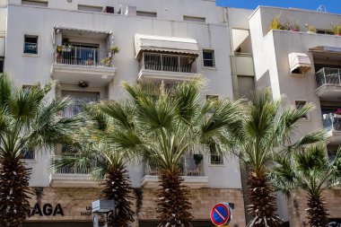 Tel Aviv, İsrail - 7 Mayıs 2022 Tel Aviv şehir merkezi, beyaz şehir ve İsrail 'in en büyük ikinci şehri