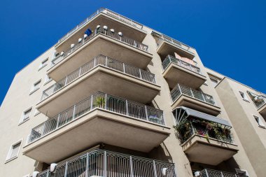 Tel Aviv, İsrail - 7 Mayıs 2022 Tel Aviv şehir merkezi, beyaz şehir ve İsrail 'in en büyük ikinci şehri