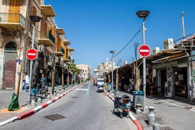 Tel Aviv, İsrail - 7 Mayıs 2022 Tel Aviv şehir merkezi, beyaz şehir ve İsrail 'in en büyük ikinci şehri