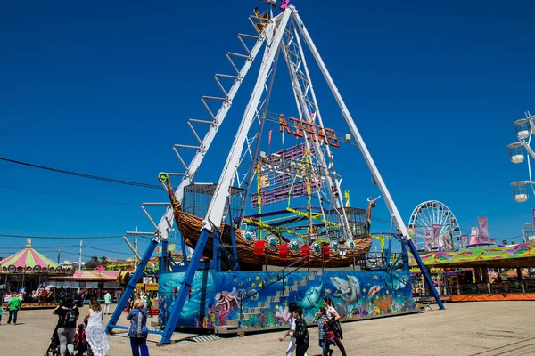 Seville Spain May 2022 Feria Sevilla Funfair Attractions Rides Open — Fotografia de Stock