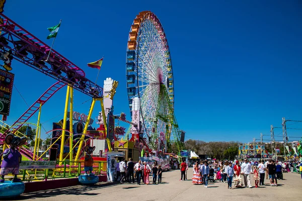 Seville Spain May 2022 Feria Sevilla Funfair Attractions Rides Open — Photo