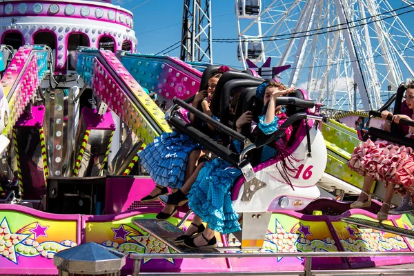 Seville Spain May 2022 Feria Sevilla Funfair Attractions Rides Open — Stok fotoğraf