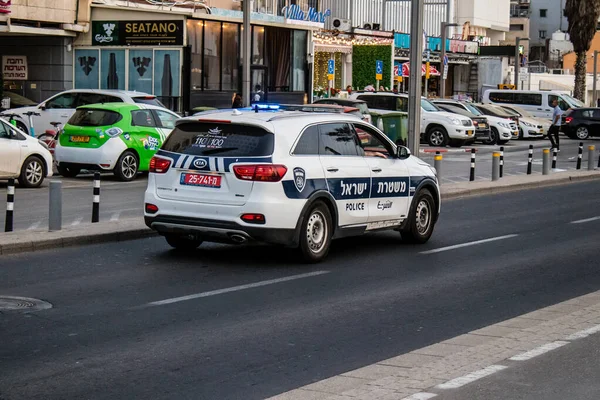 Tel Aviv Israel May 2022 Police Car Rolling Streets Tel — Foto de Stock