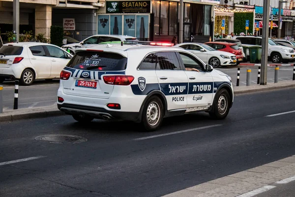 Tel Aviv Israel May 2022 Police Car Rolling Streets Tel — стокове фото