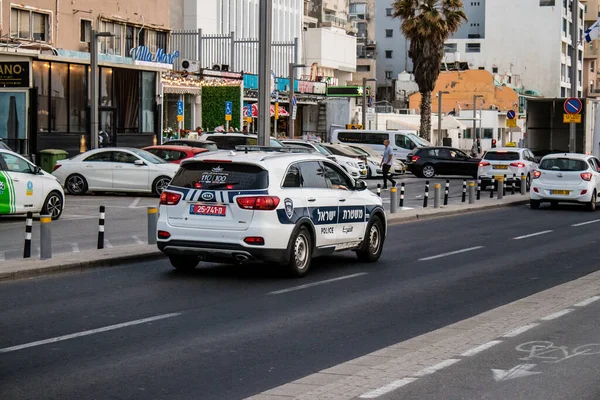 Tel Aviv Israel Mayo 2022 Coche Policía Rodando Las Calles — Foto de Stock