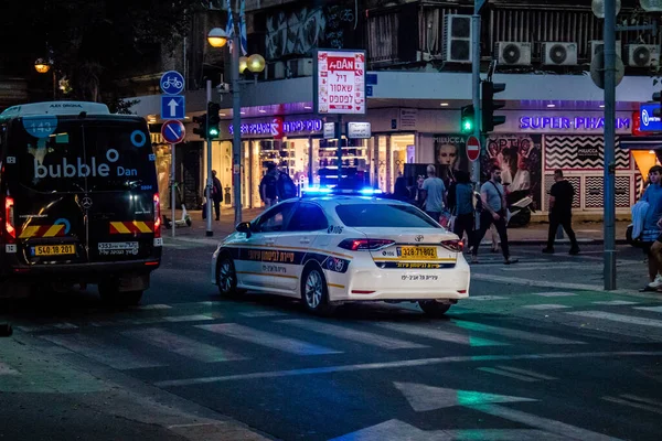 Tel Aviv Israel May 2022 Police Car Rolling Streets Tel —  Fotos de Stock