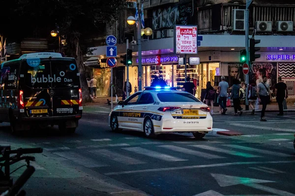 Тель Авів Ізраїль Травня 2022 Поліцейський Автомобіль Їде Вулицях Тель — стокове фото