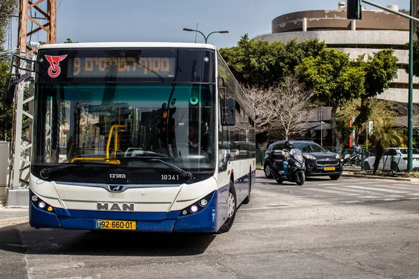 Тель Авів Ізраїль Травня 2022 Року Ізраїльський Громадський Автобус Їхав — стокове фото