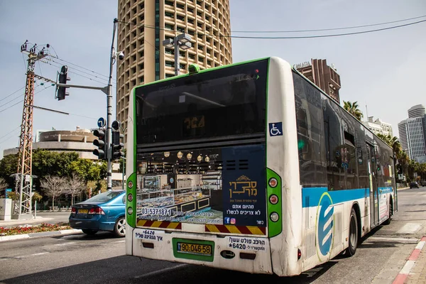 Tel Aviv Israel May 2022 Israeli Public Bus Driving Streets —  Fotos de Stock