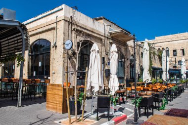 Tel Aviv, İsrail - 7 Mayıs 2022 Tel Aviv şehir merkezi, beyaz şehir ve İsrail 'in en büyük ikinci şehri