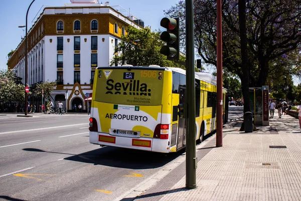 Seville Spain May 2022 Bus Driving Streets Seville Coronavirus Outbreak — Photo