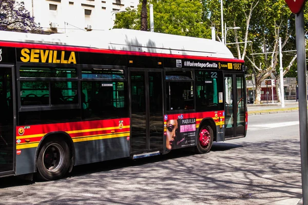 Seville Spain May 2022 Bus Driving Streets Seville Coronavirus Outbreak — стокове фото