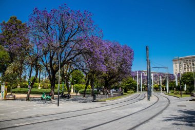 Seville, İspanya - 09 Mayıs 2022 Sevilla şehri, sembolik bir şehir ve İspanya 'nın güneyindeki Endülüs Bölgesi' nin başkenti.