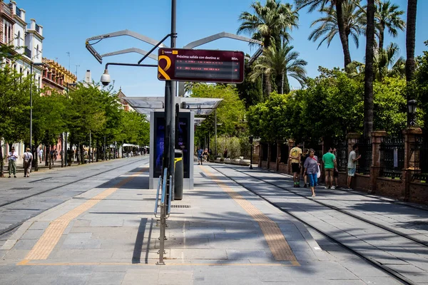Sevilla España Mayo 2022 Señal Calle Señal Tráfico Erigida Lado — Foto de Stock
