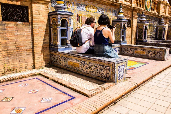 Sevilla España Mayo 2022 Plaza España Complejo Arquitectónico Situado Parque — Foto de Stock