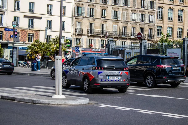 Paris Frankrike Maj 2022 Polisen Gatorna Paris Det Utbrott Coronavirus — Stockfoto