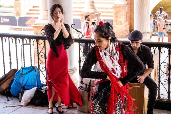 Seville Spain May 2022 Flamenco Dancers Performing Streets Seville Coronavirus — Stock Photo, Image