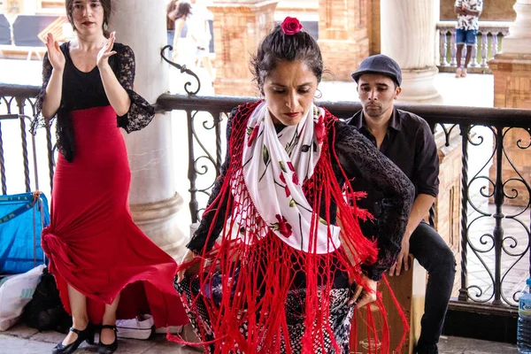 Seville Spain May 2022 Flamenco Dancers Performing Streets Seville Coronavirus — Stock Photo, Image