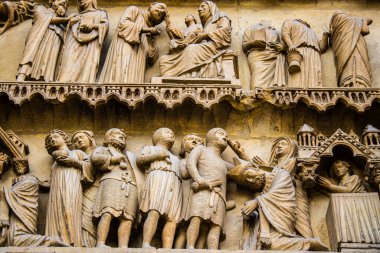 Reims, Fransa - 25 Mayıs 2022 Notre Dame Reims Katedrali, Fransa 'nın Grand Est bölgesinde bir anıt ve Avrupa' nın en eskilerindendir.