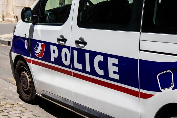 Reims Frankreich Mai 2022 Polizeiauto Das Während Des Coronavirus Ausbruchs — Stockfoto